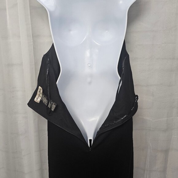 Vintage Blondie Nite by Jaslene Y2K Black Beaded Evening Dress Maxi Mesh 13 - Picture 5 of 7